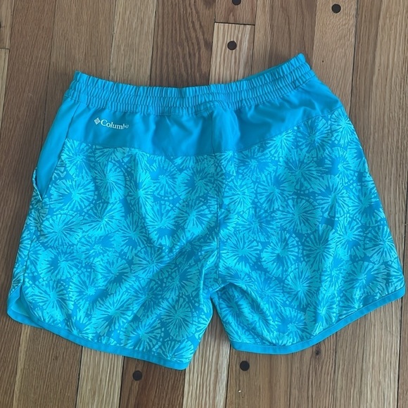 Columbia Girls Omni-Shade SPF Sun Protection Shorts L 14 16 Swim Blue Green - Picture 5 of 6
